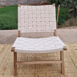 Fauteuil en bois de noyer et corde de nylon