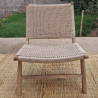 Fauteuil en bois de noyer et corde de nylon crème