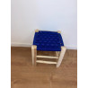 Tabouret bois eucalyptus en keitane bleu